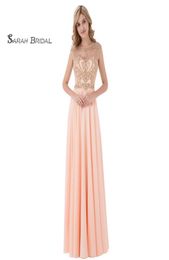 Elegant Sleeveless Jewel Hollow Floor Length Prom Dresses Ruched Beads Chiffon ALine Homecoming Dress In Stock LX4756312917