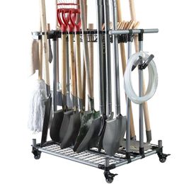 QTJH Heavy Duty Garden Garage Holder Storage Large Long Farming Tools Lawn Tool Metal Rack Shovel and Rake Organiser