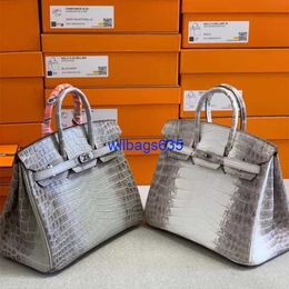 Tote Bags Himalaya Crocodile Handbag Genuine High End Custom Full Hand Sewn Bag Queen Himalaya Himalaya Bk30 Platinum Bag Crocodile Skin Wome have logo HBZPAG