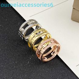 2024 Jewellery Designer Brand Band Rings V-gold Plated Mijin New Hollow Paper Clip Ring with Inlaid Female Rose Gold Sky Star Index Finger Net