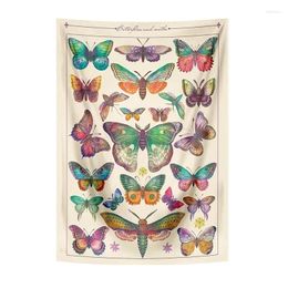 Tapestries AT14 Butterfly Tapestry Vintage Beige Vertical Aesthetic Wall Hanging Decorations For Room