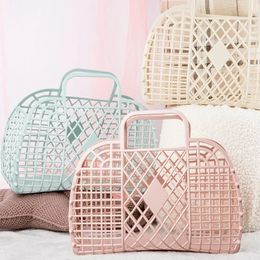 Women Summer Jelly Bag Portable Vegetable Basket Hollow Jelly Bag Girl Large Capacity Holiday Handbag Jelly Beach Tote Bags 240307