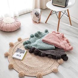 Carpets Nordic Round Play Mats Blanket Knitting Ball Carpet Rug Kids Bed Room Crib Tent Decor Ornaments Pography Props NJ72112