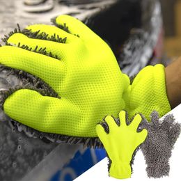 Car Wash Mitt Scratch Free 5Finger Microfiber Interior Exterior Cleaning Gloves Auto Chenille for Wheel Tight Spot 240314