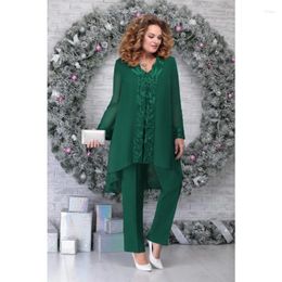 Women's Two Piece Pants Oversized Sets Mother Of The Bride 3 Pieces Chiffon Elegant Weddings Women Tops 3Piece Evening Gown Femme Large Size