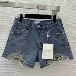 Brand Shorts Designer Pants Women Shorts Spring Womens Fashion LOGO Make old jeans Pants Elegant Broken denim jean Mar 16