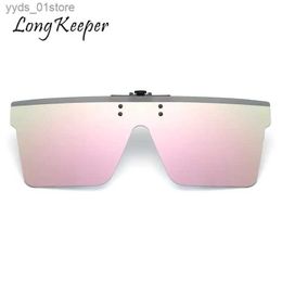Sunglasses Longkeeper Clip On Sunglasses Women Men Polarized Light Mirror Sun Glasses Fashion Brand Shades Uv400 Driving New Oculos Eyewear L240320