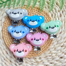 Necklaces 10PCS Bear Silicone Pacifier Clip DIY Baby Teething Teether Necklace Bead Tool Nurs Gift Round Heart Accessories