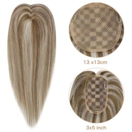Piece Full Shine Hair Topper 3*5inch One Piece Clip Hair Free Part Mono Base Invisible Blonde Colour Machine Remy Human Hair For Women