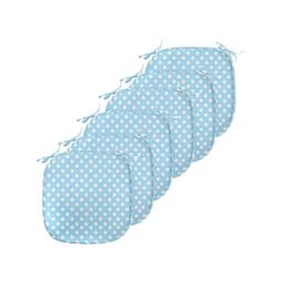 Lunarable Aqua Chair Seating Cushion Set of 6, Retro Vintage 50s 60s Polka Dots Pop Art Pin Up Lovers Art, Anti-slip Seat Padding for Kitchen & Patio,