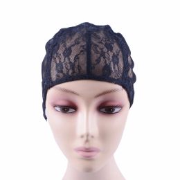 Hairnets 10 Pcs/Lot Double Lace Wig Caps For Making Wigs And Hair Weaving Stretch Adjustable Wig Cap Black Dome Cap For Wig Hair Net