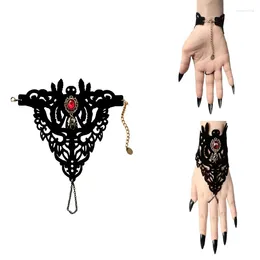 Strand Gothic Black Lace Bracelet Steampunk Wristband Hand Chain Halloween Victorian Dress Up Accessories For Women Girls