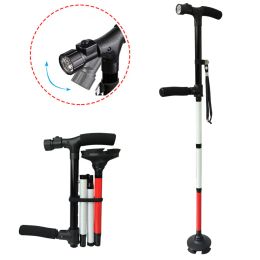 Sticks TwoHandle Walking Clver Cane with LED Light, 85cm 97cm Adjustable Folding Walking Stick for the Blind, Seniors Disabled and E