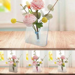 Vases Po Frame Shaped Vase Acrylic Home Decorative Small Clear Flower Modern For Bedroom Centrepiece Bookshelf