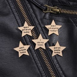 Enamel Pins Five-pointed Star Brooch Lapel Badge Funny Phrase Clothes Backpack Jewellery Gift