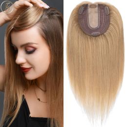 Toppers TESS 10x12cm Hair Toppers Natural Hair Wigs 3.5x9cm Women Topper Human Hair Clip In Hair Extensions Blonde Brown Women Hairpiece