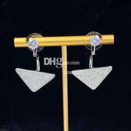 Triangle Rhinestone Earrings Drop Studs Luxury Shiny Charming Earrings S925 Silver Earrings With Gift Box