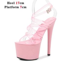 Dress Shoes Naked Colour Stripper Heels Women Sandals Sexy Party Club 17 CM Platform High-heeled Wedding Pole DancePNAS H240321