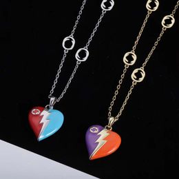 Gu Jia Shuang G Love Dropping Gel Pendant O-shaped Necklace Made of Brass Material, Unique Design, Versatile Sweater Chain