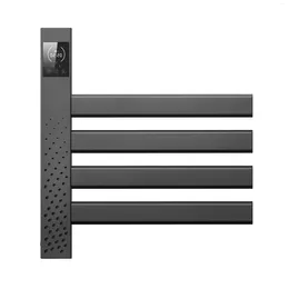 Bath Accessory Set Towel Warmer Electric 4 Bar Wall Mounting Carbon Fiber Black Intelligent Rack