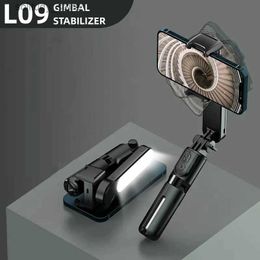 Stabilisers Handheld universal joint Stabiliser selfie stick L09 Bluetooth phone holder with adjustable filling light selfie holder Q240319