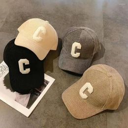 Ball Caps Corduroy Baseball Cap Necessory Winter Warm C Embroidery Hip Hop Size Ajustable Snapback Hat Women Girls Maiden