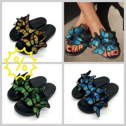2024 Women Summer Craft Embroidered Three Dimensional Butterfly Slippers GAI sandals fashion heel embroid Retro easy matching Unique Design chunky bigsize36-41