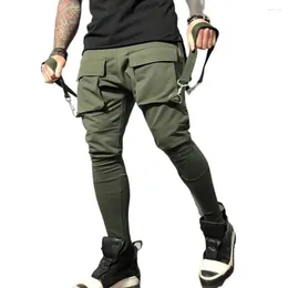 Men's Pants Stylish Sweat Absorbing Men Fitness Casual Hip Hop Cargo Elastic Waistline Deep Crotch Sports Daily Clothing