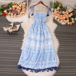 Casual Dresses Chic Tassels Crochet Sleeveless Slip Dress Floral Bohemia Beach Vacation Sundress Women Sexy Summer Vestidos