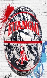 SPALDING Personality Kuangmi Street Graffiti red black basketball ball size 7 Cool Wearresistant PU Game4391204