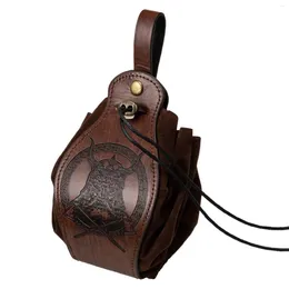 Waist Bags Mediaeval Drawstring Pouch PU Leather Bum Casual Dice Bag Fanny Pack For Walking Party Camping Trekking Running