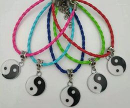 Charm Bracelets 10pcs/lot Drop Glaze Gossip Yin Yang Mixed Color Bracelet DIY Women Men Jewelry Gift