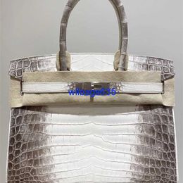 Tote Bags Himalaya Crocodile Handbag Genuine Pure Handmade Highend Customized Portable Womens Bag Platinum Bag 25 Himalayan Imported Nile C have logo HBYND1