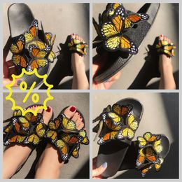 2024 Women Summer Craft Embroidered Three Dimensional Butterfly Slippers GAI sandals fashion heel embroid Retro easy matching Unique Design chunky Versatile