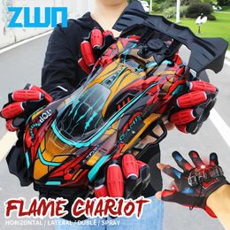 ZWN RC Drift Car With Music Led Lights 2.4G Glove Gesture Radio Remote Control Stunt 4WD Electric Children Toy vs Wltoys 240312