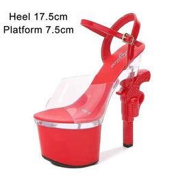 Dress Shoes Fashion Show Artifact Model High-Heeled Women Pistol Heel 17cm Sexy Clear Platform Summer Sandals Strip Pole Dance H2403210GB05VRF