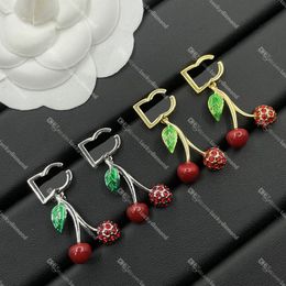 Gold Stud Women Charm Earrings Diamond Cherry Hoop Earrings Designer Letter Eardrop with Gift Box