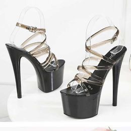 Dress Shoes Walking Show Stripper Heels Clear Woman Platforms High Sandals Women Sexy Big Yard Fish Mouth 2020 New Crystal9OOG H240321