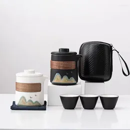 Teaware Sets Chinese Travel Tea Set Camping Easy Ceramic Mugs Porcelain Teaset Gaiwan Gift