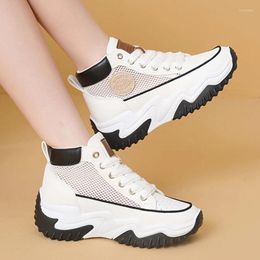 Casual Shoes Women Platform Sneakers Hollow Out Design Breathable High Top Trainers Outdoor Sports Female Lace Up Sneaker 35-40