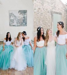 Mint Green Tulle Tutu Skirts 2016 Bridesmaid Dresses For Beach Wedding Party Gowns Women Skirts Floor Length Skirts5087326