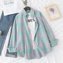 Women's Blouses Brand Casual Plaid Shirt 2024 Autumn Boutique Ladies Loose Blouse And Tops Female Long Sleeve Clothes