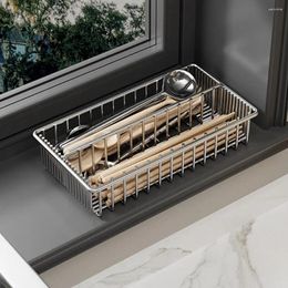 Kitchen Storage Silver Chopstick Spoon Rack Stainless Steel Large Capacity Dishwasher Cutlery Holder Sturdy Drying