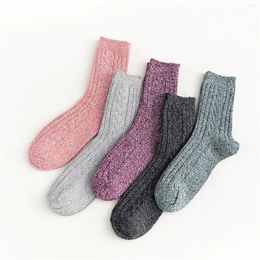 Women Socks 5 Pairs Warm Wool For Thick Knit Thermal Crew Winter