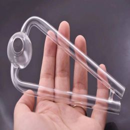 Newest double tube glass oil burner 14cm big clear glass oil tube smoking hand pipe ZZ