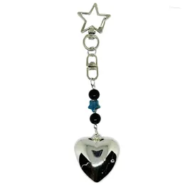Keychains Large Heart Pendant Keychain Handmade Love Star Beaded Keyring Stylish Jewellery 264E