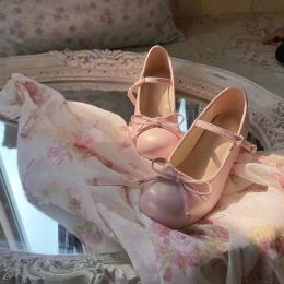 Sandals Sweet Sandals Japanese Kawaii Shoes Women Lolita Style Bow Design Female Pure Colour Casual Mary Janes Shoes Summer 2023