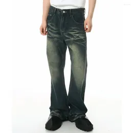 Men's Jeans 2024 Spring Fashion Vintage Solid Colour Devise Micro Horn Straight Korean Loose Cotton High Street Zipper