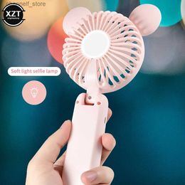 Electric Fans Outdoor portable cute USB fan air cooler travel mini handheld fan lithium battery charging folding handheld fan toy 800 mAY240320
