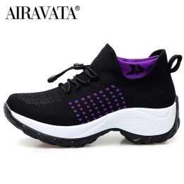 Boots Women Walking Shoes Breathable Fly Weaving Sneakers Non Slip Casual Shoes 7 Colour Size 3545
